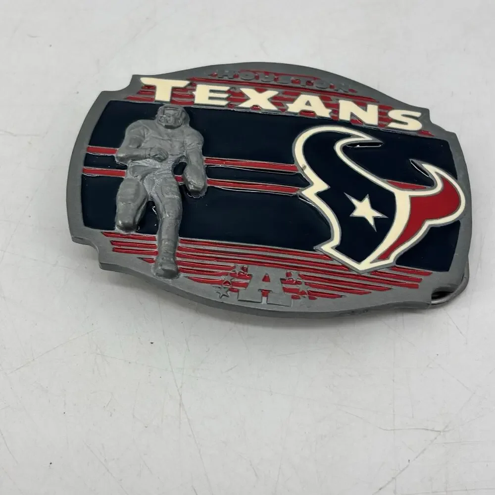 Houston Texans Belt Buckle Pewter Enamel 2008 Football Red White Blue